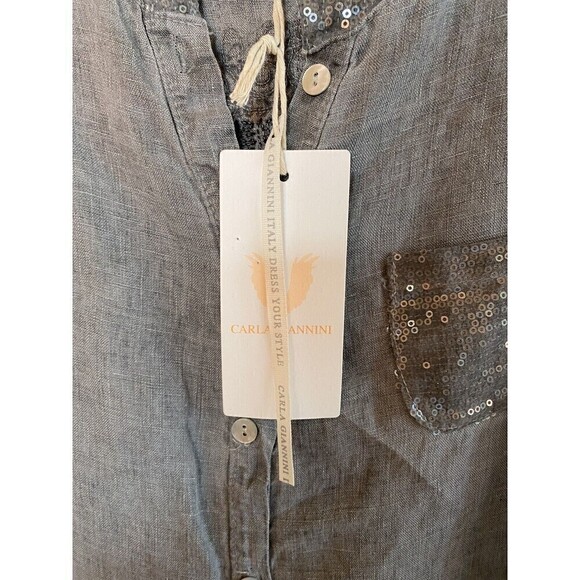 NWT Linen Blend Sleeveless Tank Top With VW Bus On The Back. Fit: O/S - Picture 4 of 4